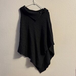 Eight Eight Eight Black Textured Poncho
